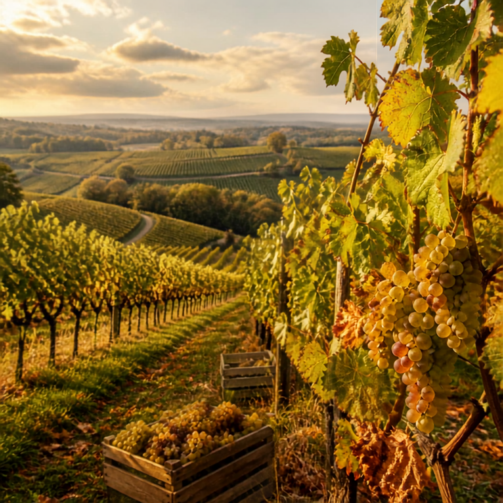 Vignobles des Graves et du Sauternais pendant les vendanges en Gironde, automne 2026